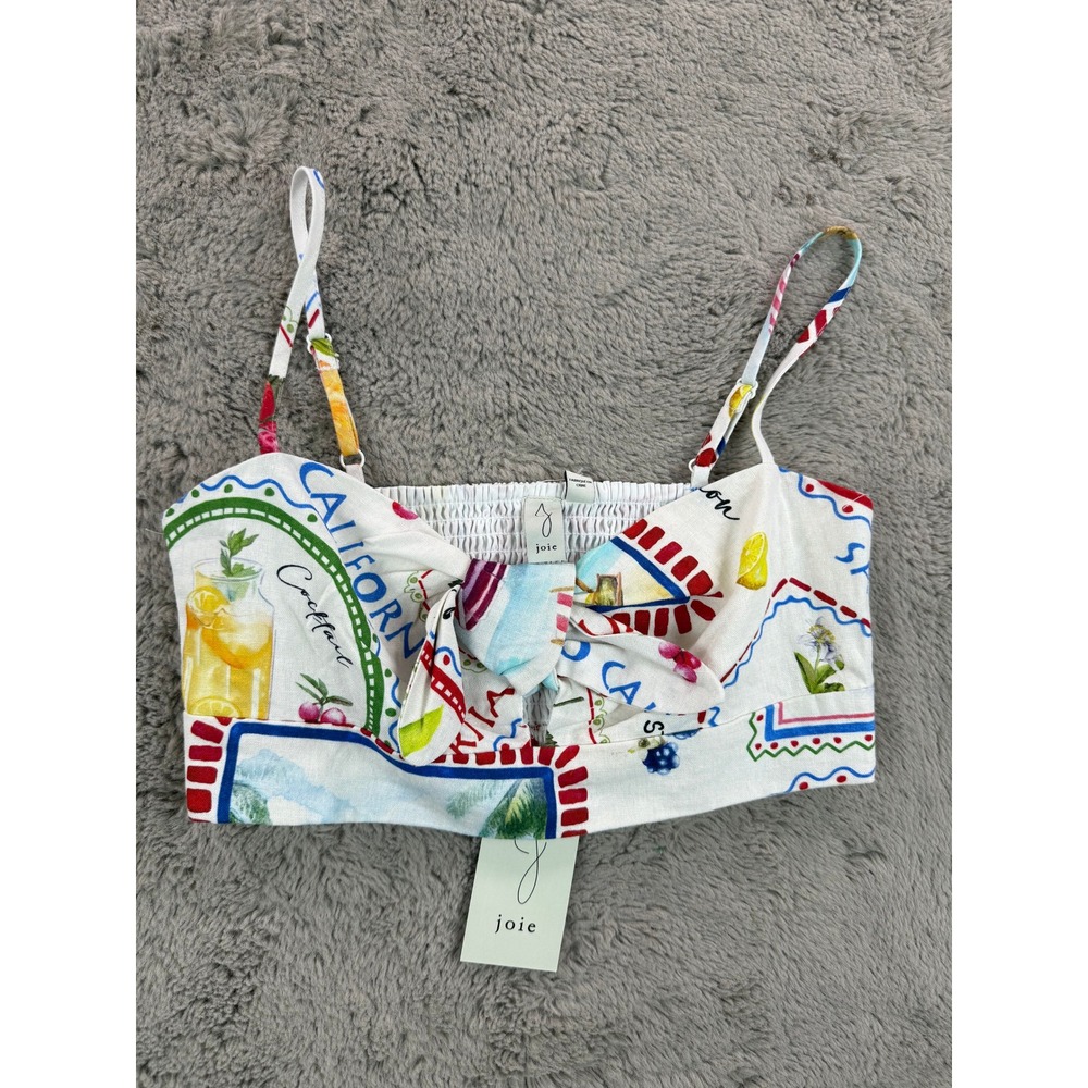 NWT Joie California Cocktail Print Tie Front Crop Top Summer Beach Size 6 Y2K